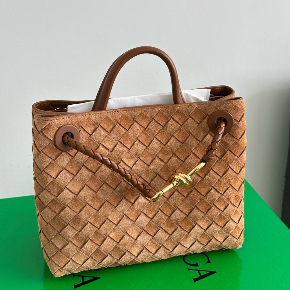 Bottega Veneta Suede Tan Andiamo Small Shoulder Bag